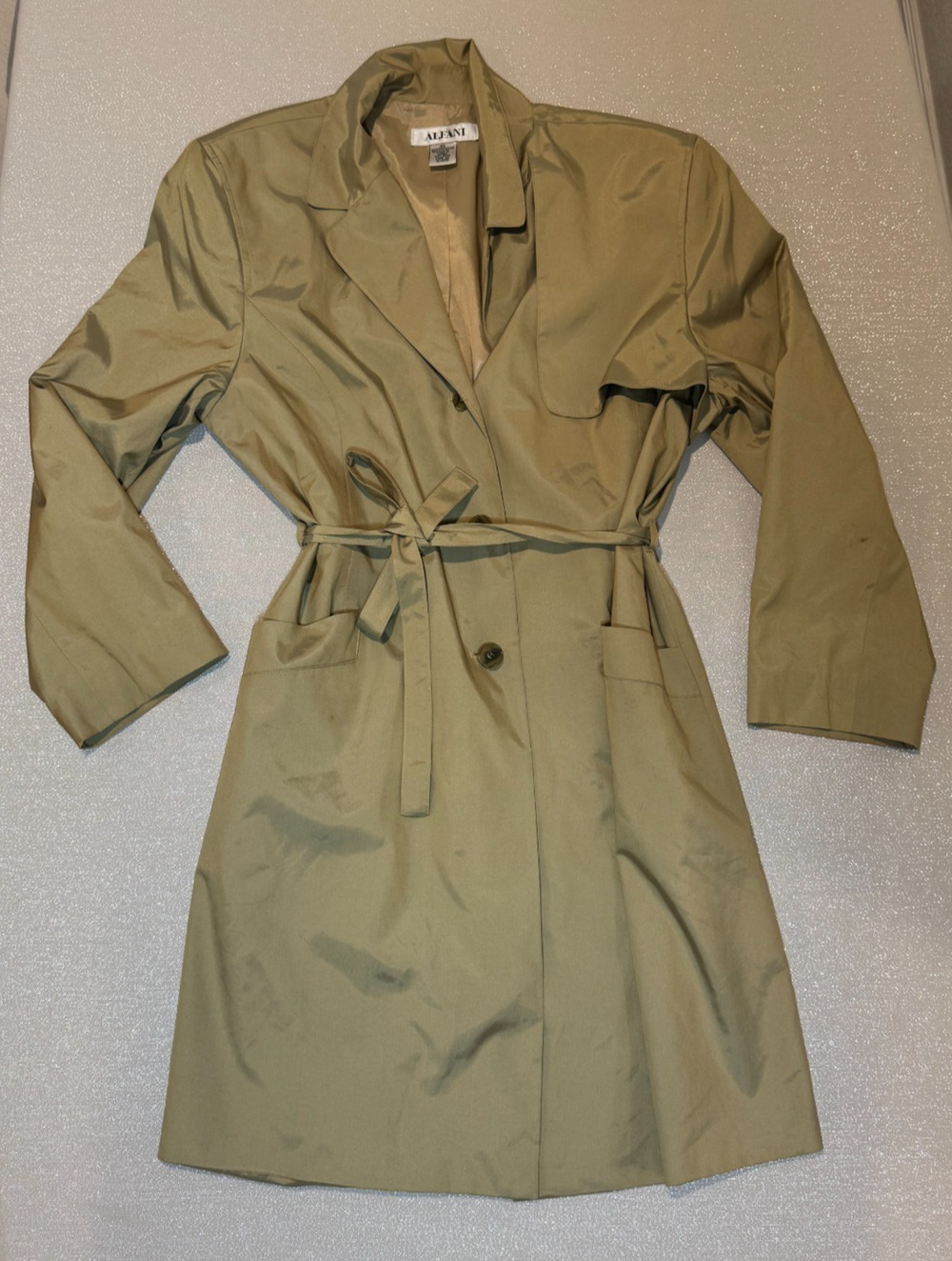ALFANI Trench Coat Silky Tan Lined Polyester/Nylon - Size XL